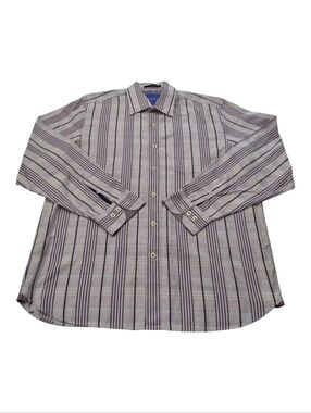 Tommy Bahama Mens Longsleeve classic button down purple stripe shirt